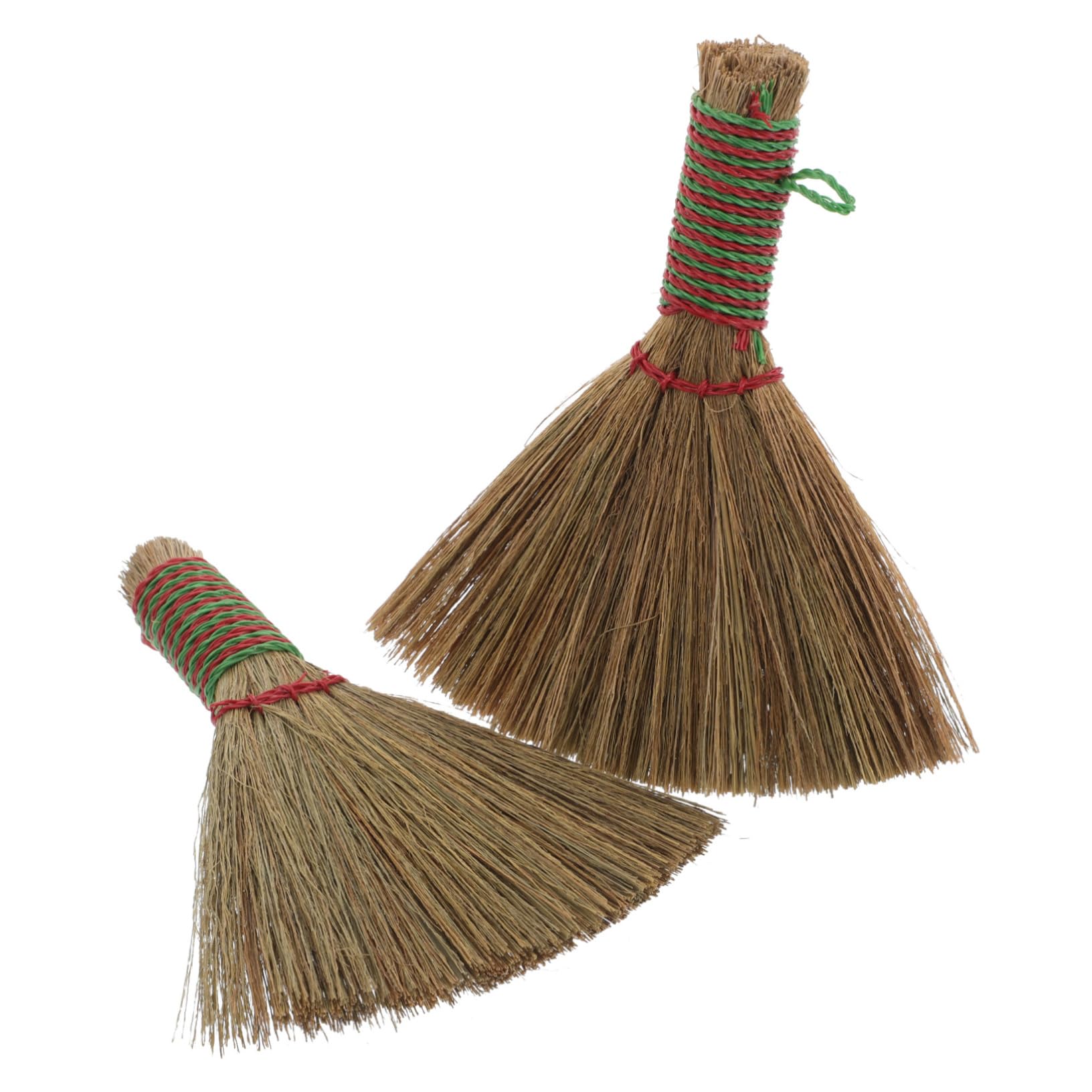 TOVINANNA 2Pcs Mini Broom for Home and Kitchen Cleaning Natural Cogon Grass Desktop Broom Lightweight Handheld Brush for Tea Tray Keyboard and Table Dust Removal