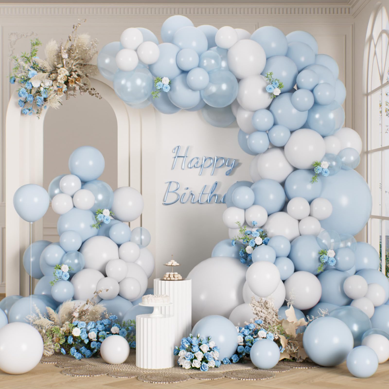 RainbowQ Party Light Blue Balloons Arch Kit, 165PCS Metallic Latex Dusty Pastel Balloon 18/12/5 Inch Helium Garland for Anniversary Birthday Wedding Bridal Shower Party Decorations โ image 1