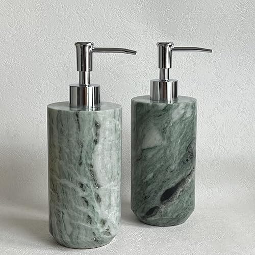 Miniatura 9 de StonePlus Dispensador de líquidos de baño recargable de travertino beige natural, contenedor de jabón de lociones (travertino beige) (travertino