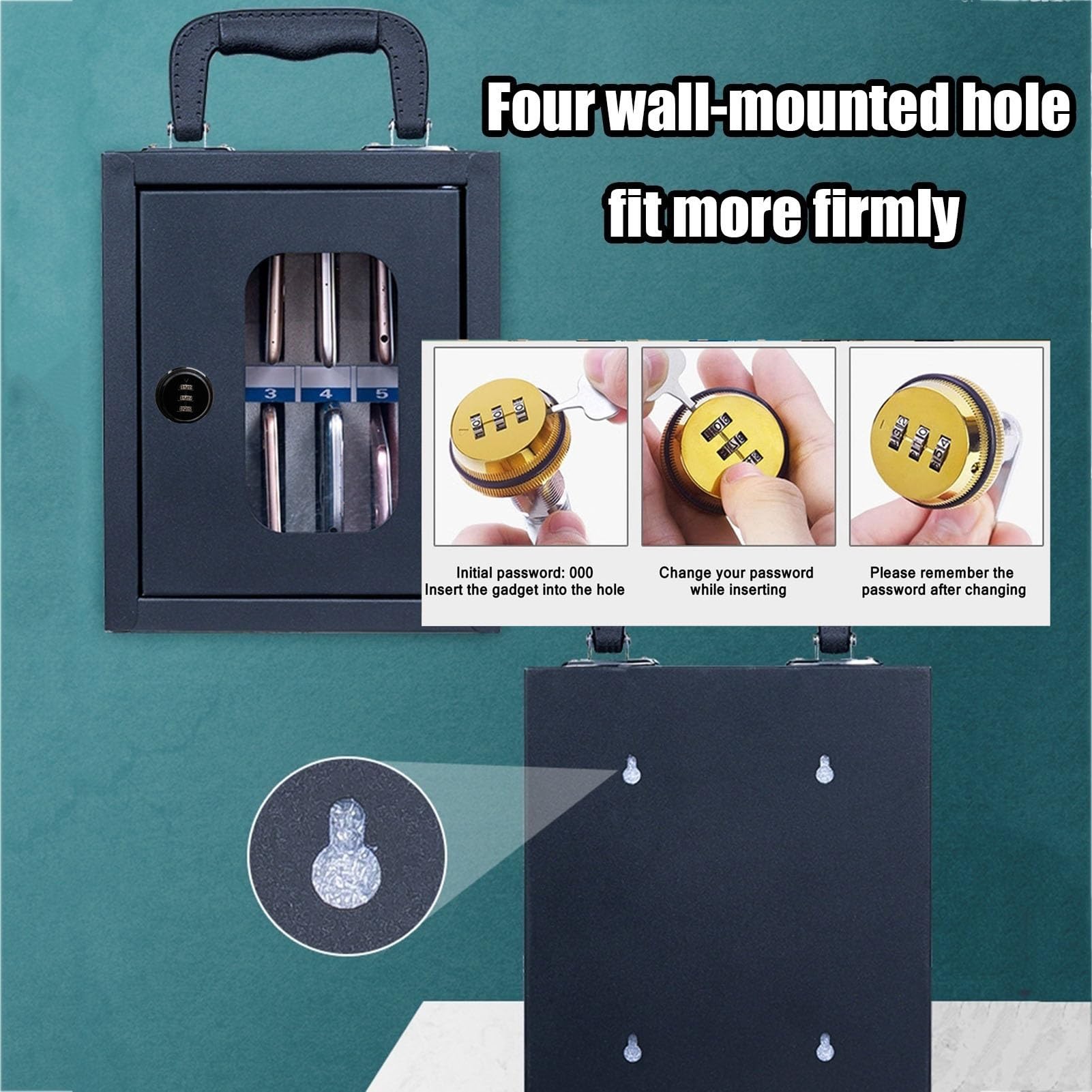 Taquilla De Acero Inoxidable Con Cerradura De Combinación Para Montaje En Pared(24bit)