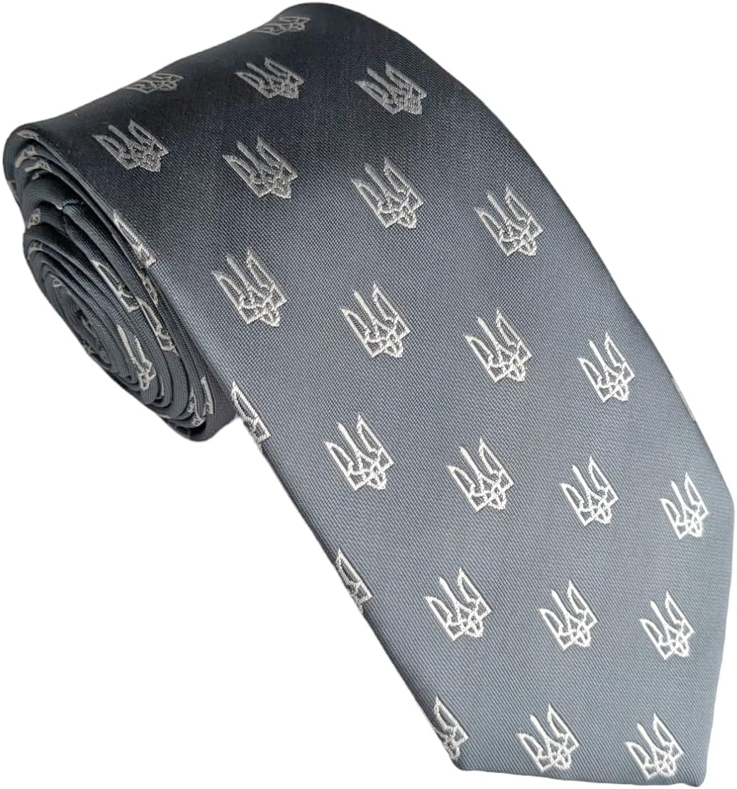 Maker V Ukraine Necktie - Ukrainian Neckties - Men's Kyiv gift - Men's Ukrainian Gift - Ukraine Trident Gifts for men
