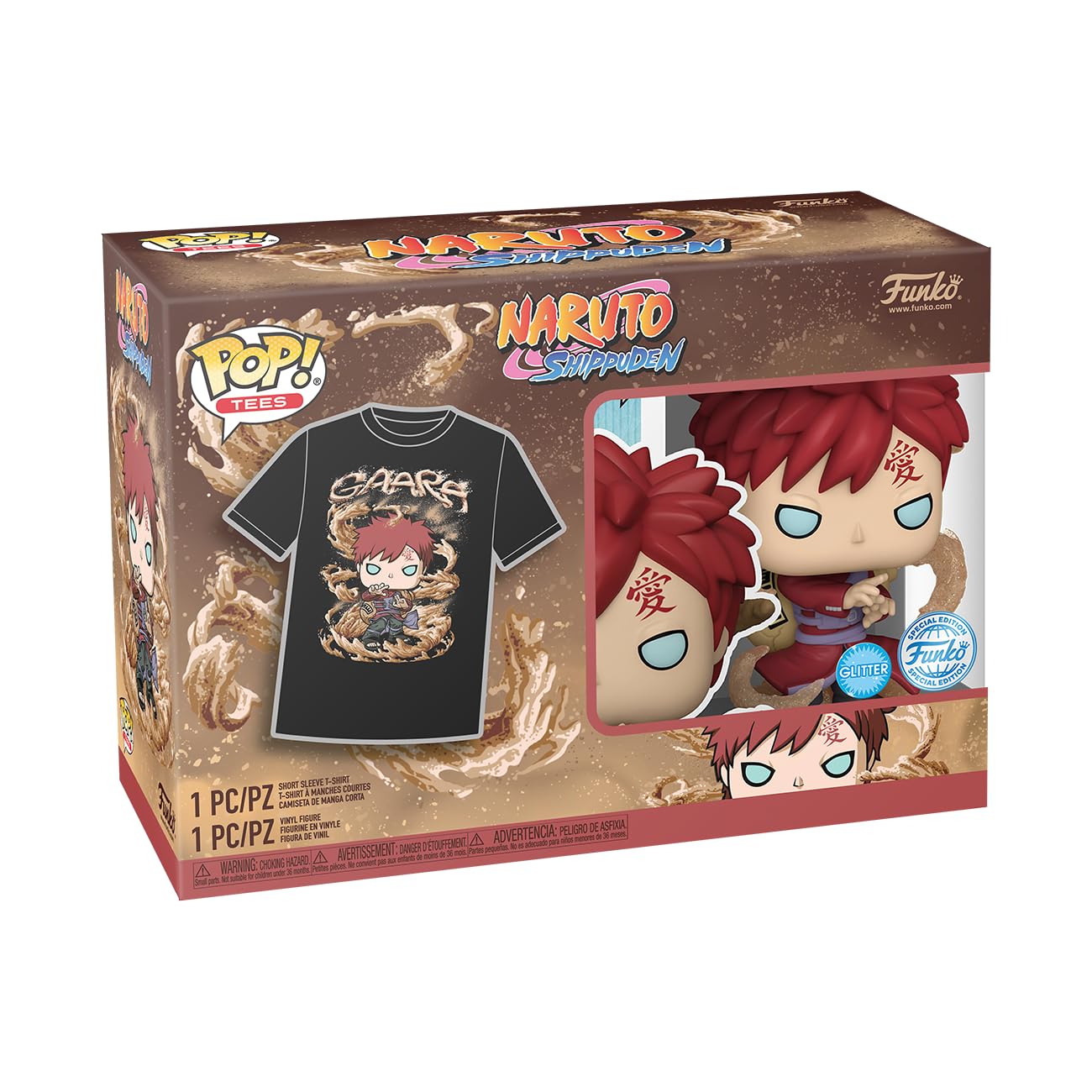 Funko Pop! & Tee: Naruto - Gaara - Glow In the Dark - M - Naruto Shippuden - T-shirt - Ubrania z kolekcjonerską figurką winylową - Pomysł na prezent - Zabawki i top z krótkim rękawem dla dorosłych