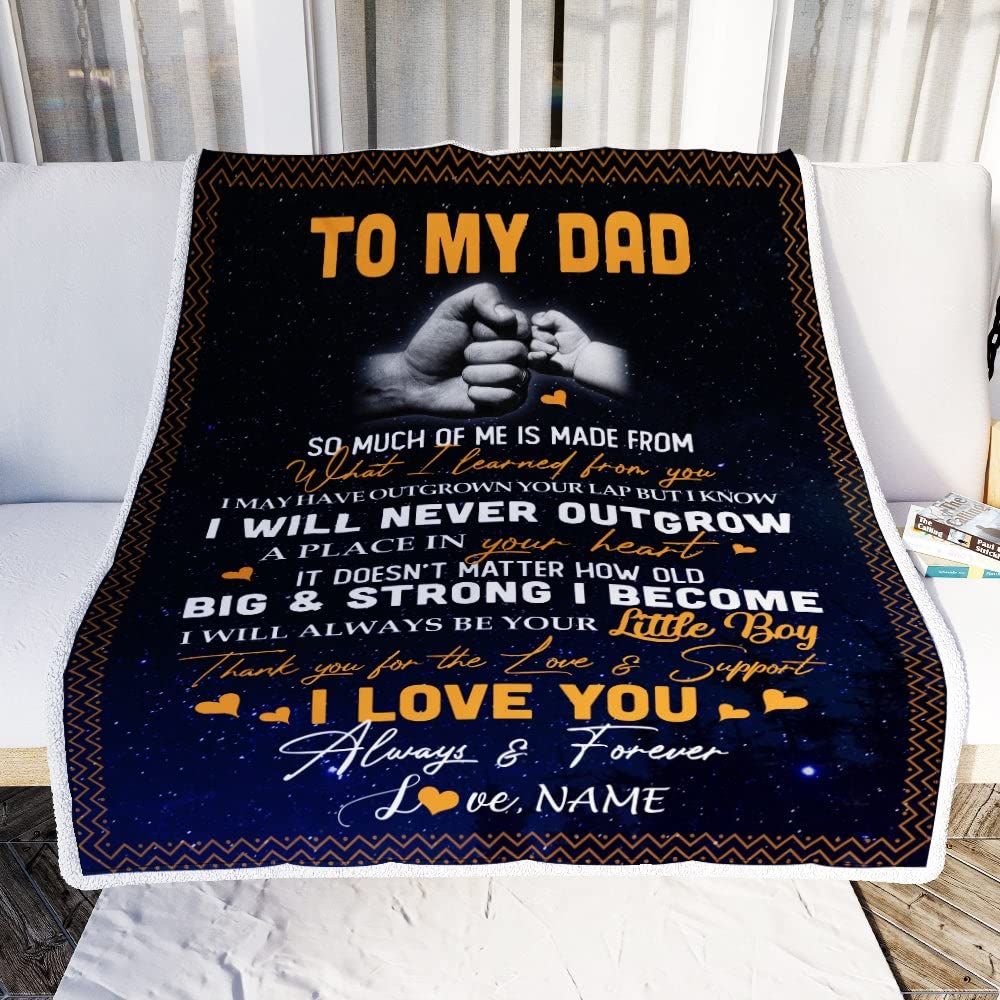 CenturyTee Personalized to My Dad Blanket from Daughter Girl Thank You for The Love Support I Love You Dad Father's Day Birthday Christmas Customized Fleece Blanket (30 x 40 in Baby Size)