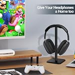 Ceecysaa Headphone Stand, Headset Stand with Aluminum Supporting Bar, Headphone Holder with Stable Anti-Slip Base, Headset Holder for All Gaming Music Headphones Size (Black)