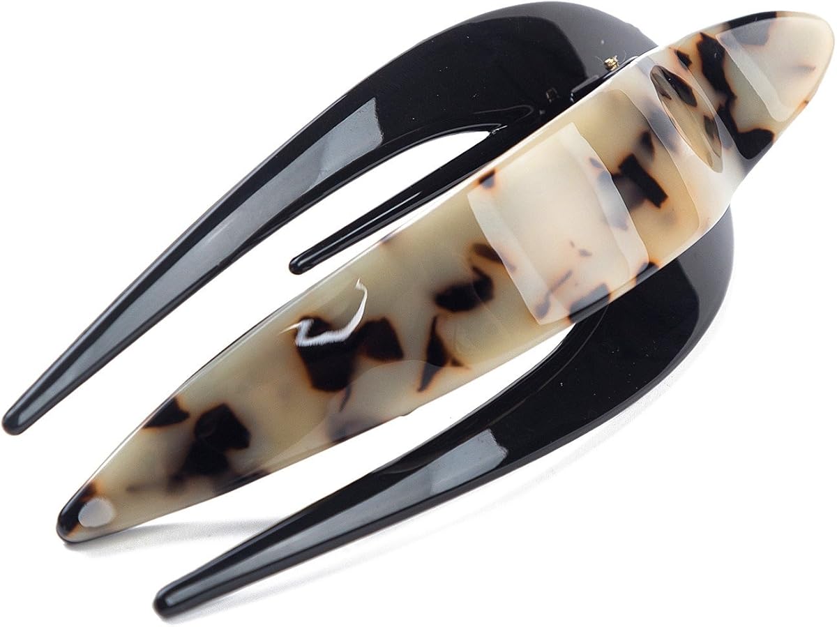 4.7 inches Handmade Celluloid French Design Tortoise Shell Barrettes Side-slide Opening Duck Luxury Fashion Accessories Hair Clip Claw for Women (A)