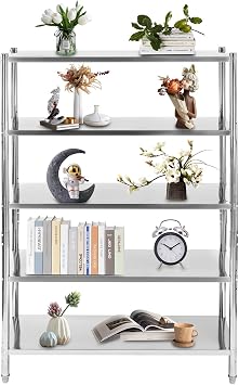 Standing Shelf Units Stainless Steel Storage Racks and Heavy Duty Shelving Adjustable Metal Storage Rack for Kitchen Supermarkets Restaurant 5tier-47.2 * 17.7 * 70.9in
