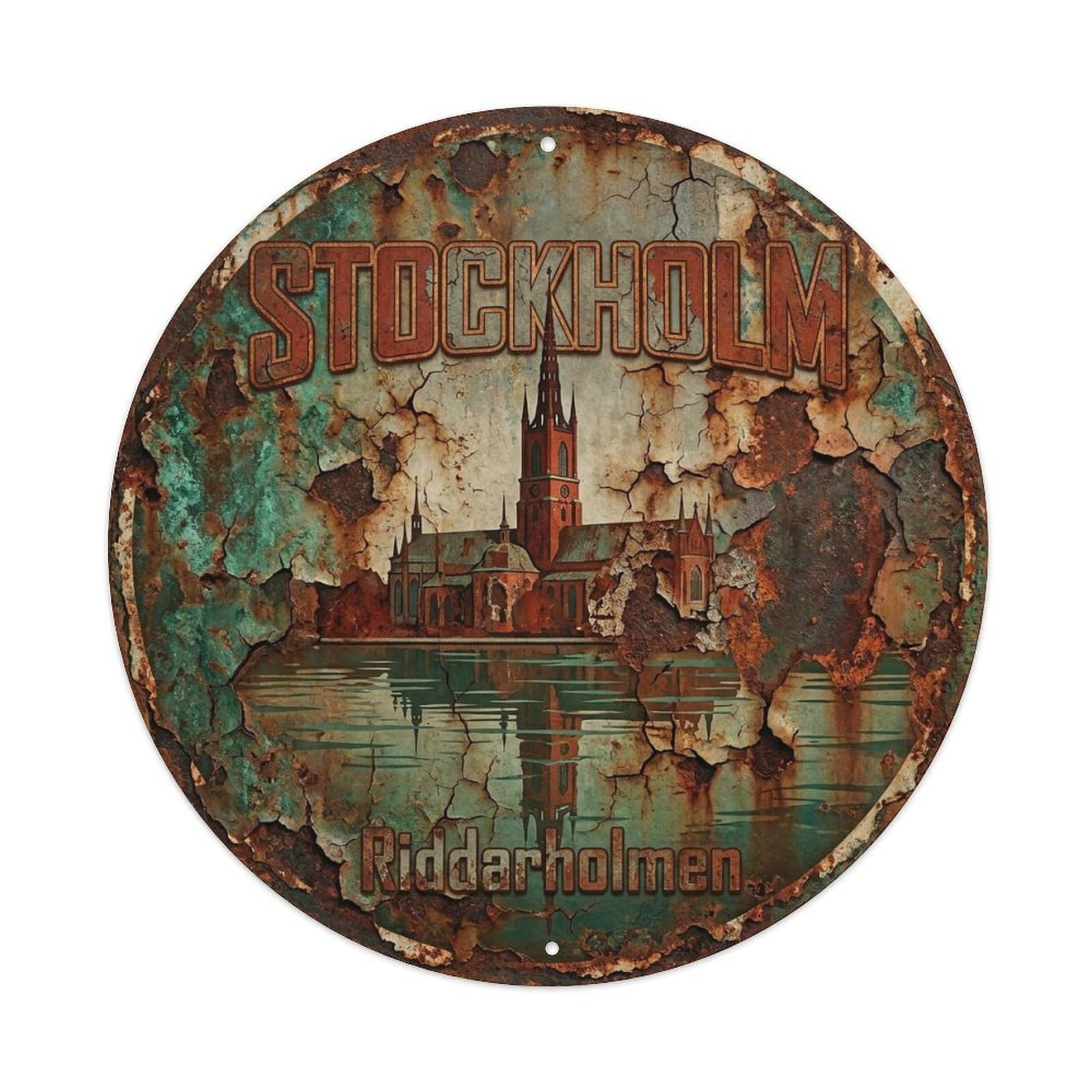 Vintage Travel Stockholm Sweden Heritage Metal Tin Sign