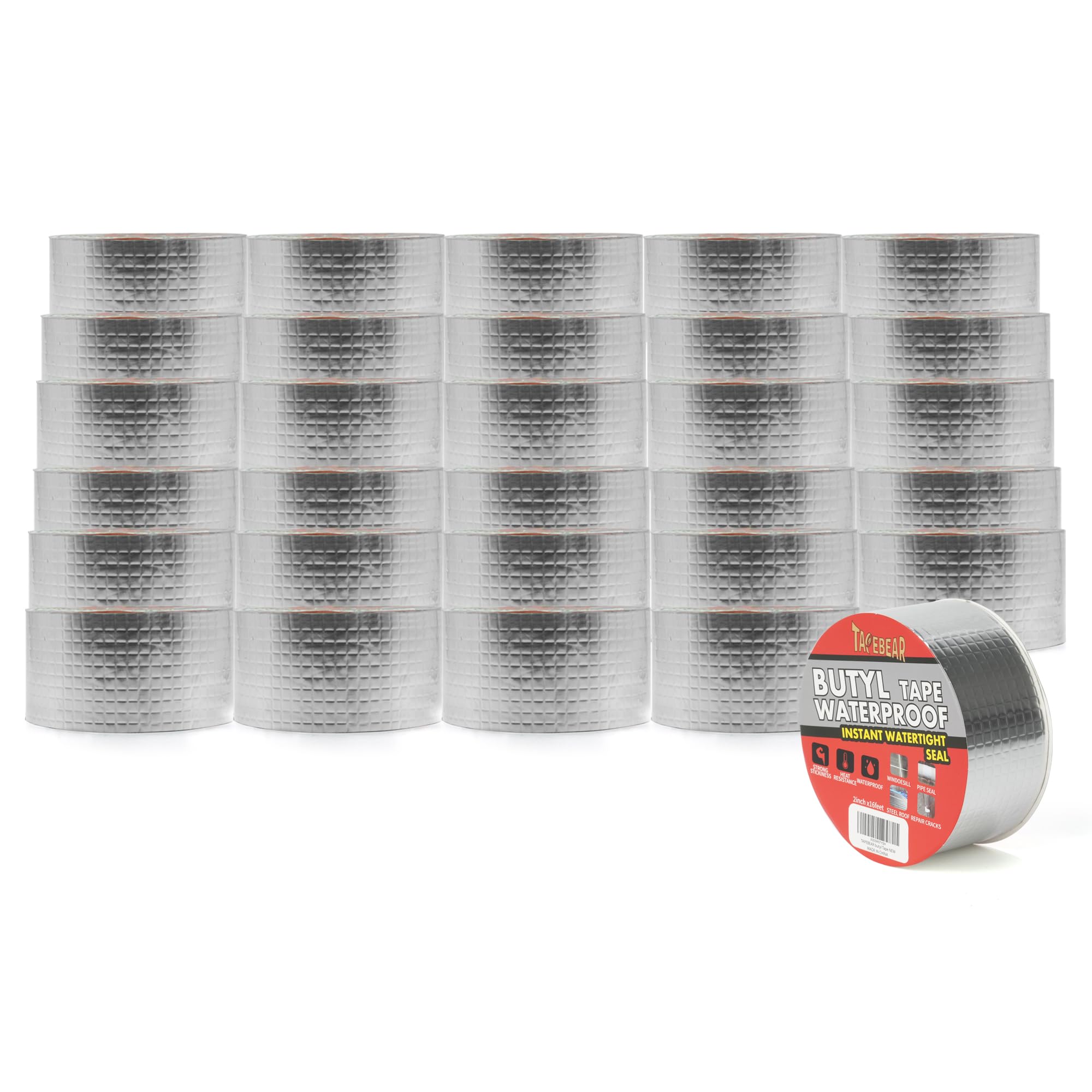 TAPEBEAR Butyl Tape Waterproof Sealing Tape 50mm x 5m, Upgraded Aluminum Foil Tape Heavy Duty for RV Repair, Awning, Window, Glass & EDPM Roof Leak Patching, Boat and Pipe Sealing, Silver, 30 Rolls โ image 1