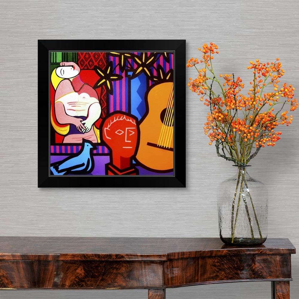 CANVAS ON DEMAND Still Life with Picassos Dream Black Framed Art Print, Guitar Artwork