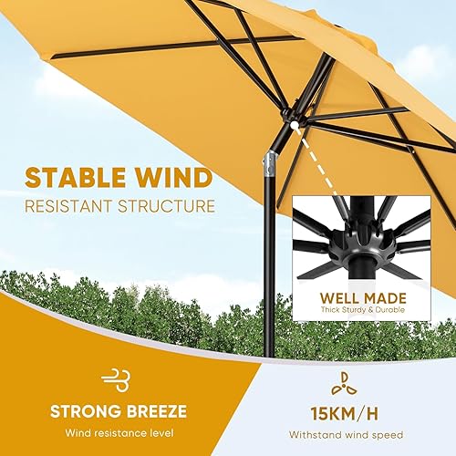 Miniatura 61 de Tempera Patio Market Outdoor Table Umbrella with Push Button Tilt and Crank,Large Sun Umbrella with Sturdy Pole&Fade resistant canopy,Easy to set