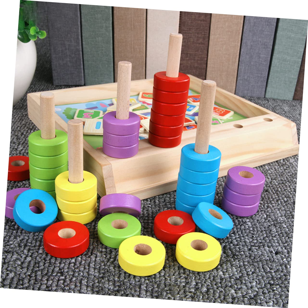 Educativo de Bloques de Madera para Multifuncional de Matemáticas Colores Desarrollo Cognitivo y Habilidades Manuales para Preescolar