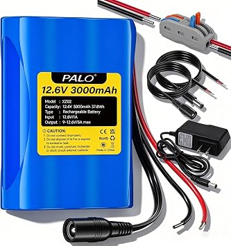 12V 3000mAh Rechargeable Battery,Bare Leads Wire Replacement Battery Pack with Charger Compatible with 12 Volt Devices