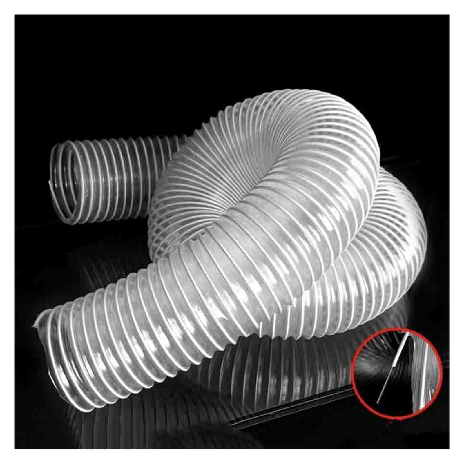 Wąż do odkurzacza z przezroczystego PVC o długości 1 m, średnica 30–100 mm | Rura ssąca wzmocniona drutem stalowym z tworzywa sztucznego do odkurzaczy przemysłowych(1 METER-INNER DIAMETER 40MM)