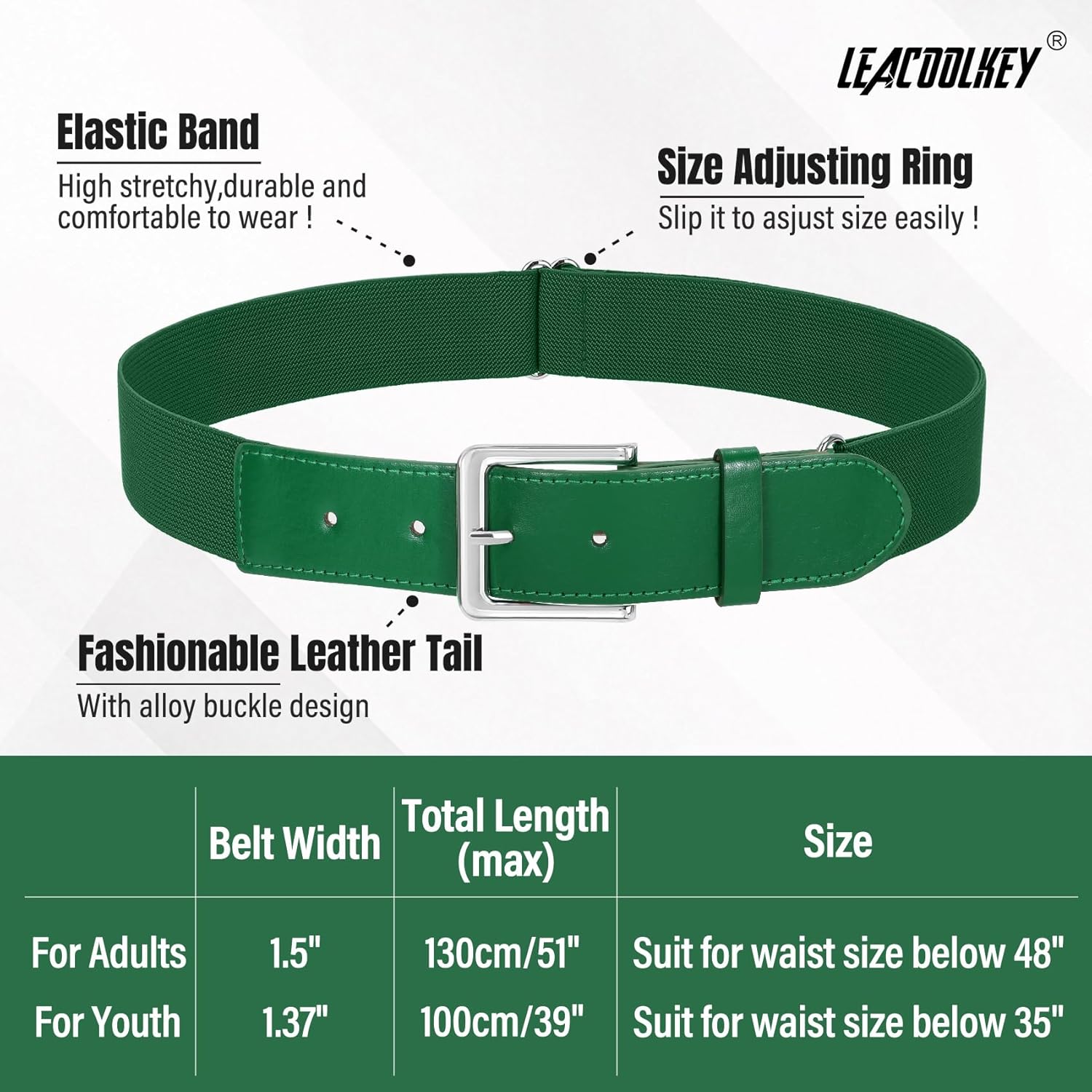 LEACOOLKEY 12 Pcs Baseball Belts Adjustable Softball Belts Bulk Team Sprots Belts for Adult and Youth