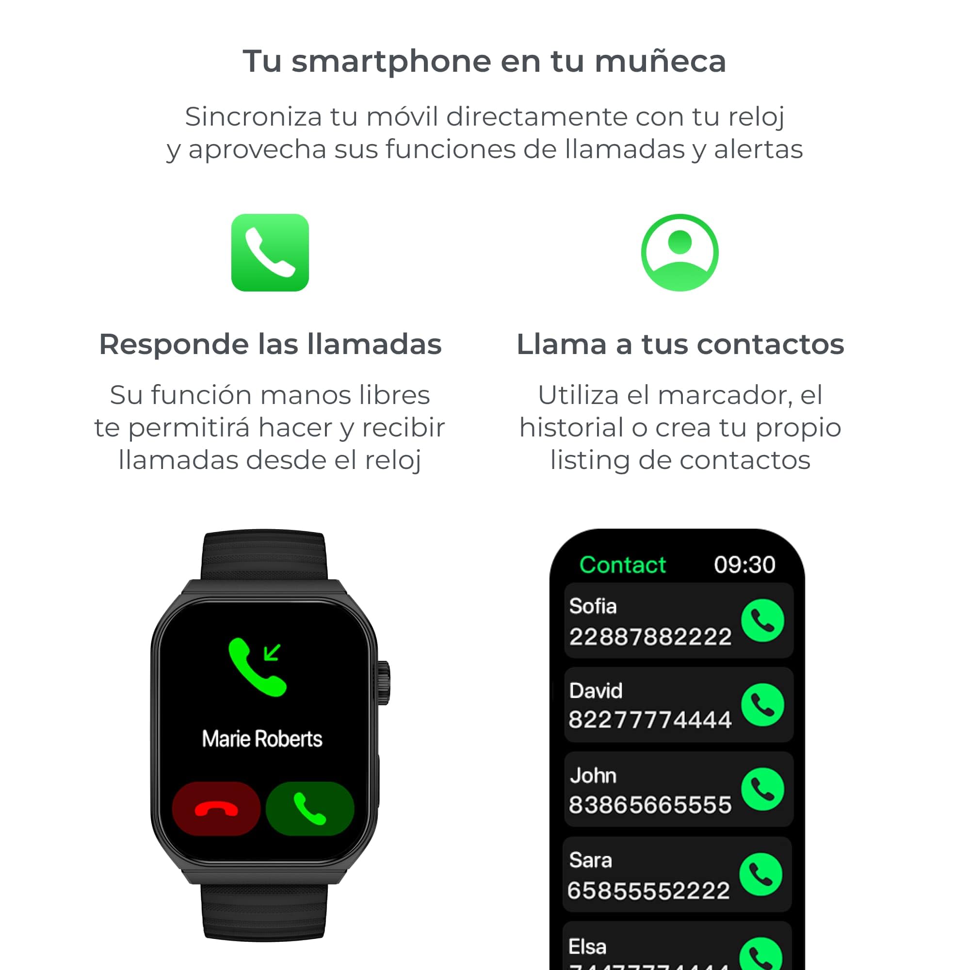 KSIX Olympo Reloj Inteligente Hombre, Smartwatch Elegante con Llamadas y Notificaciones, Fantástica Pantalla AMOLED, Monitor de Salud y Deporte, Asistentes de Voz, Autonomía 5 días, App iOS y Android