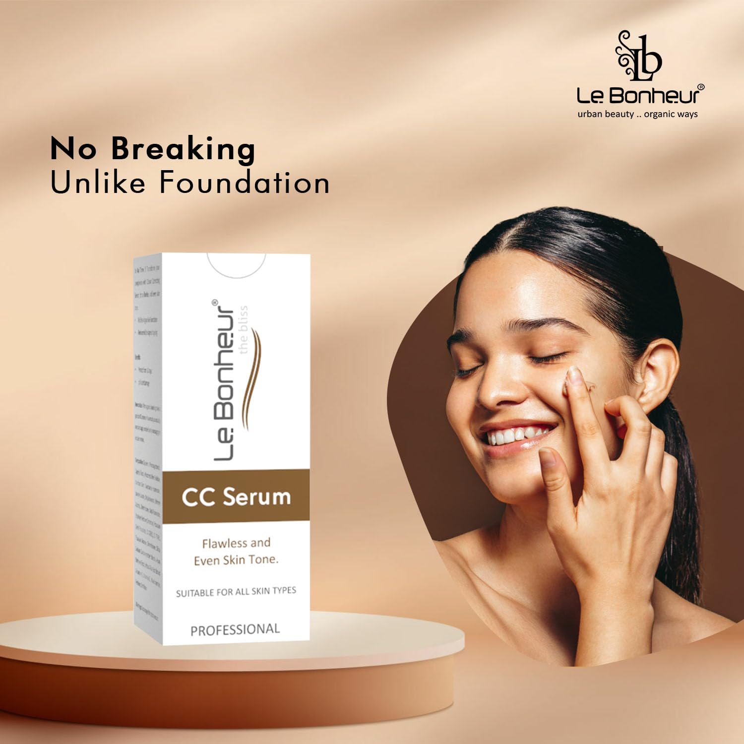 Le Bonheur.. CC Serum – Brightening & Protective Care with Vitamin C, E & Niacinamide| with SPF | All Skin Types | For Men & Women | 30ml