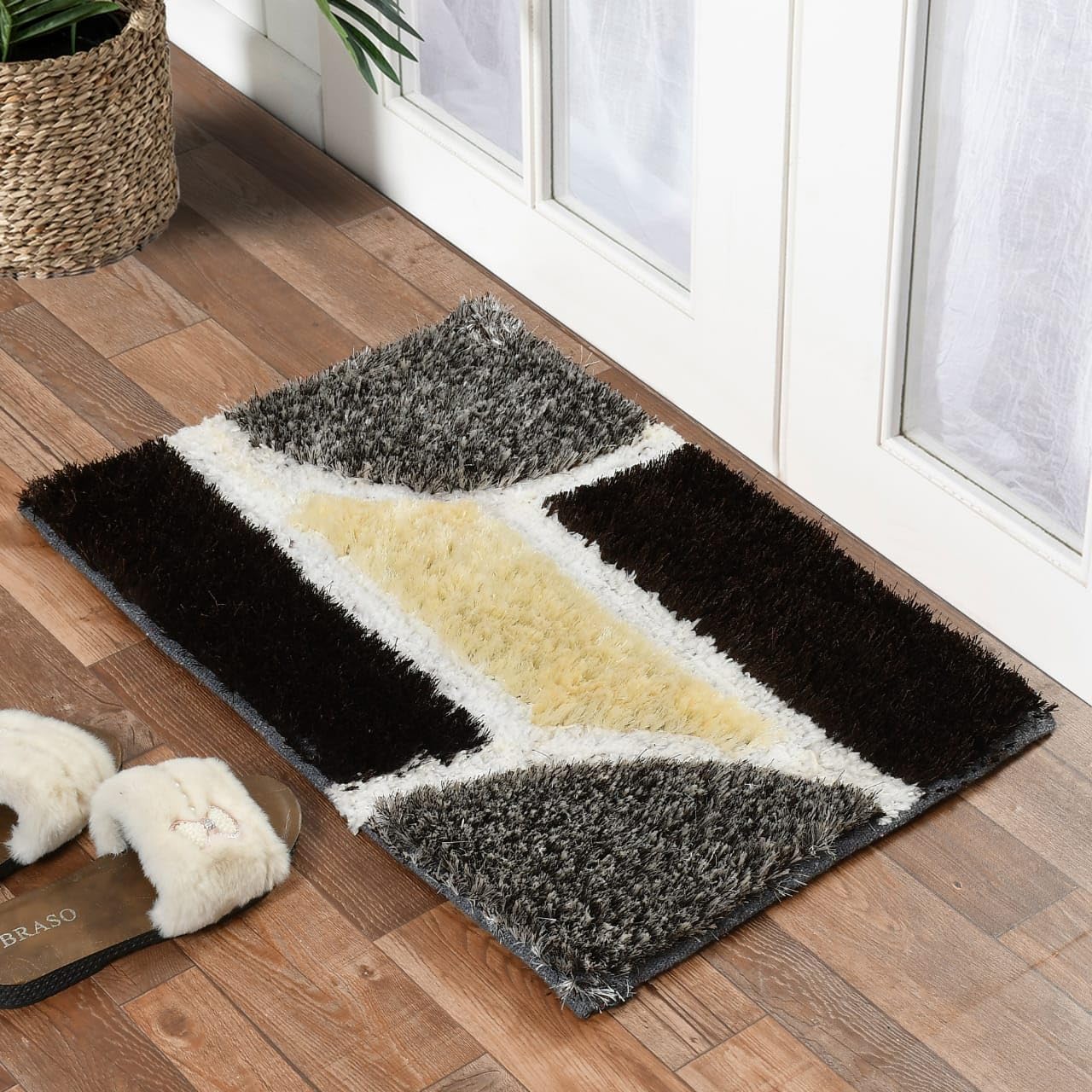 B.N Enterprises Half Sunflower Doormat for Home Entrance - Micropoly Anti Slip Shaggy Rug for Home Living Room Bedroom - Exclusive Super Soft Multipurpose Floor Mats Bedside Runner, 16x34 Inches