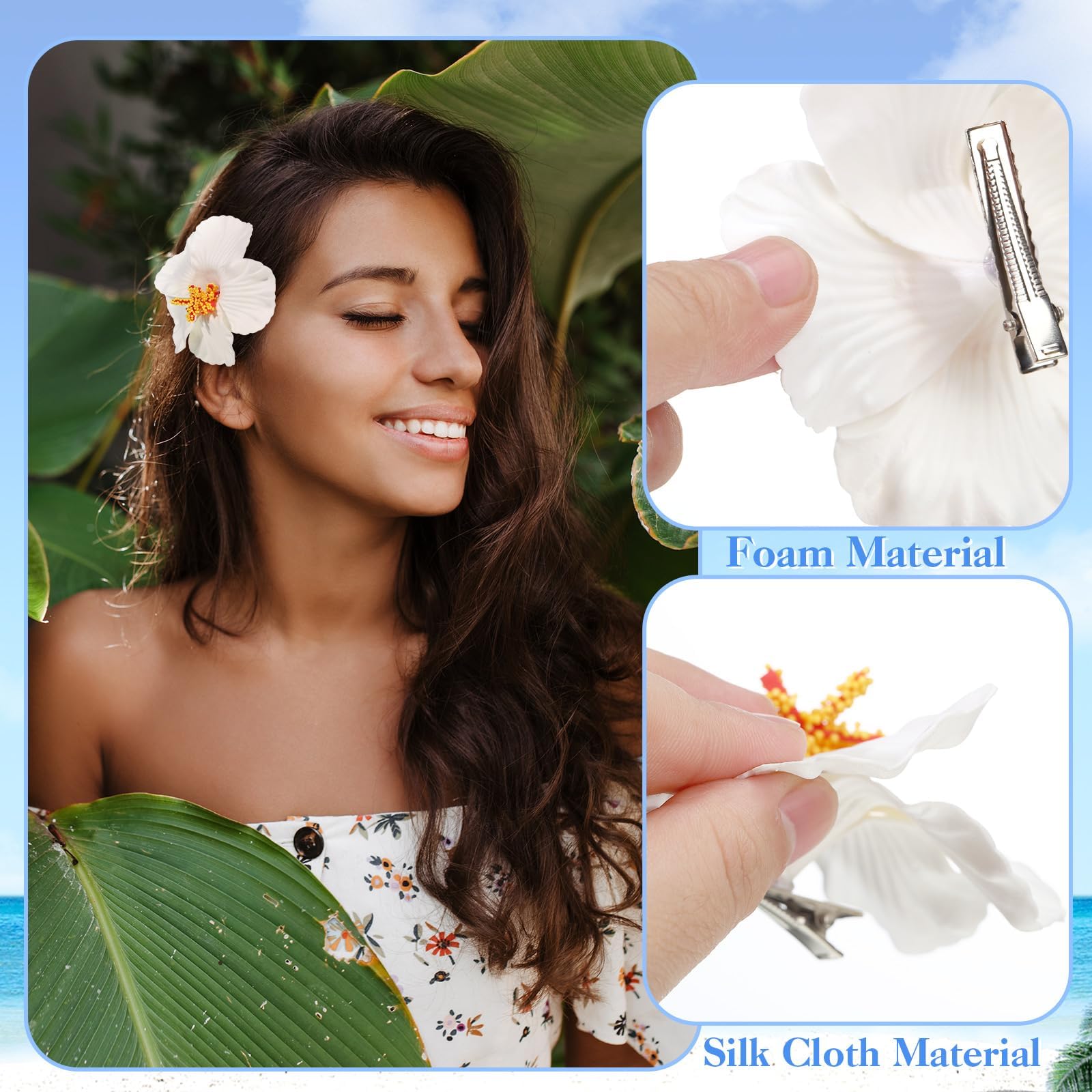 Amazon.com : 10 Pcs Hawaiian Flower Hair Clips for Women  display picture 2