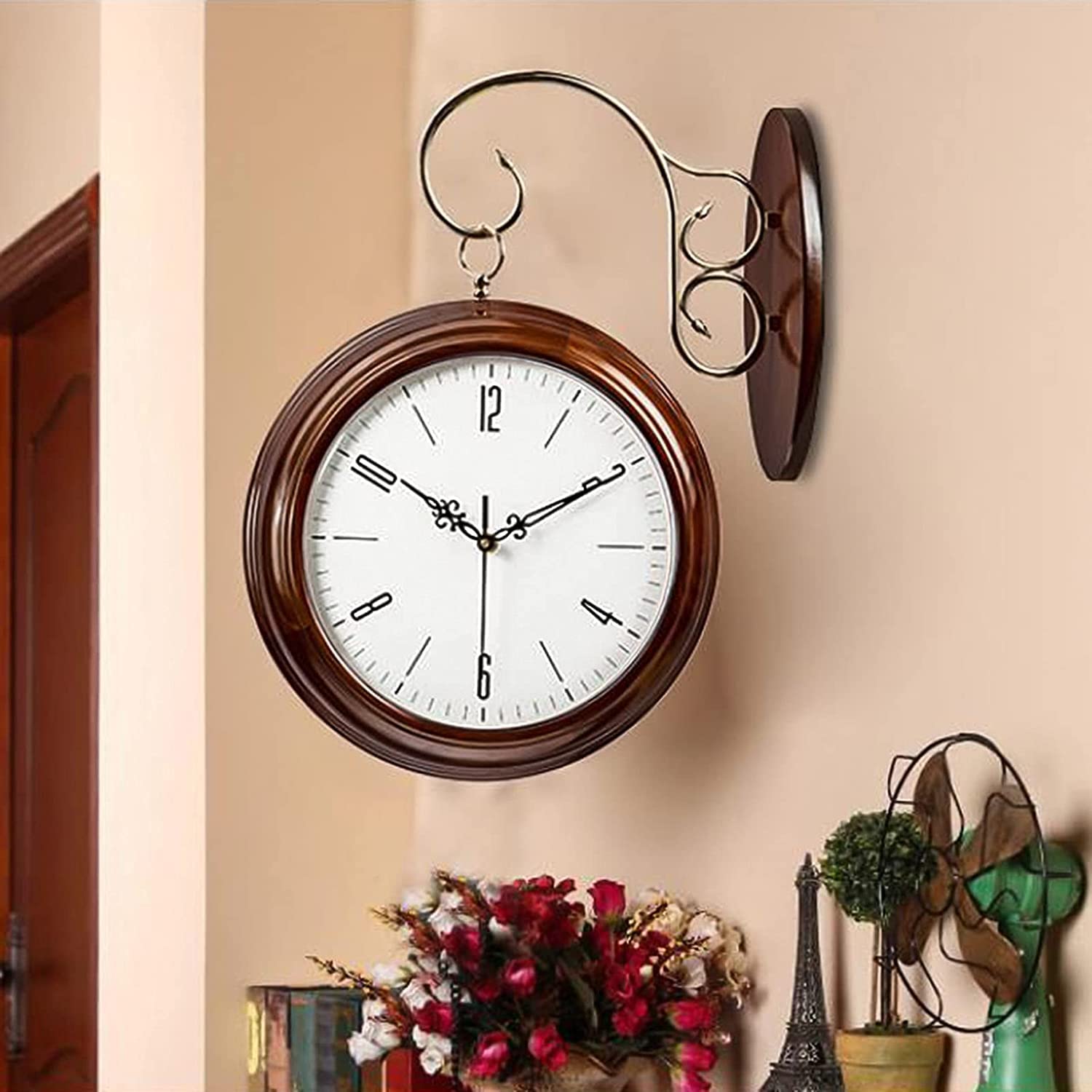 Amazon.com: ZHZHZ Clock Vintage Double Sided Wall Clock