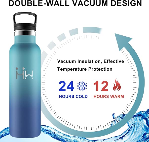 Borraccia Termica, Borraccia 1 litro, Senza BPA, Borraccie con Cannuccia, Senza Perdite, Bottiglie Acciaio Inox, Borracce Termiche, Acciaio Inossidabile 18/8, per Campeggio, Viaggio, Fitness, Yoga - 3