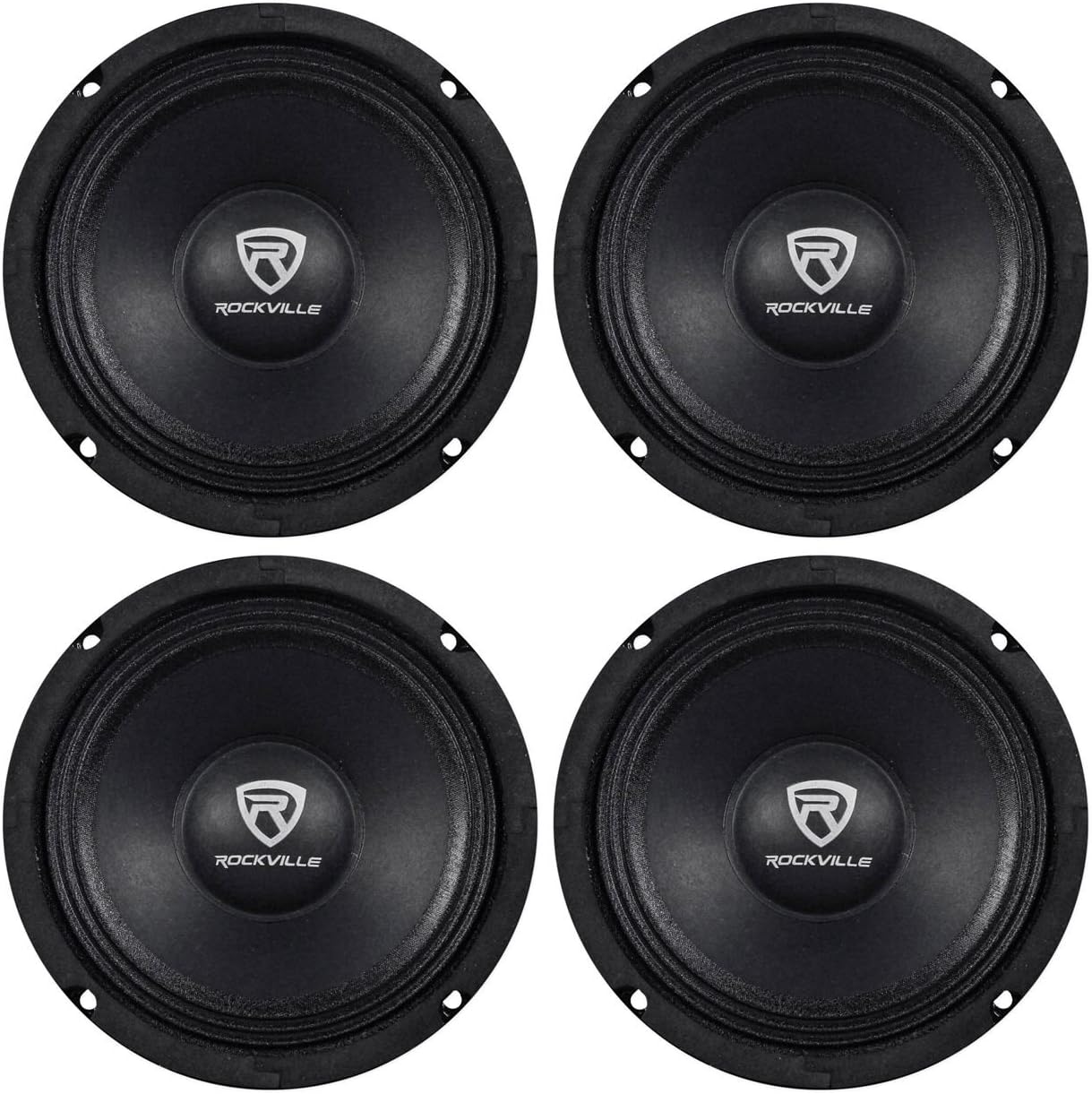 Rockville RM64PRO 6.5" 200W Peak/100W RMS (per Speaker) 800W Total 4-Ohm SPL Midbass Midrange Car Speakers, Kevlar Reinforced Cone, 90oz Magnet, 103dB Sensitivity, 85Hz-7kHz, 4-Piece