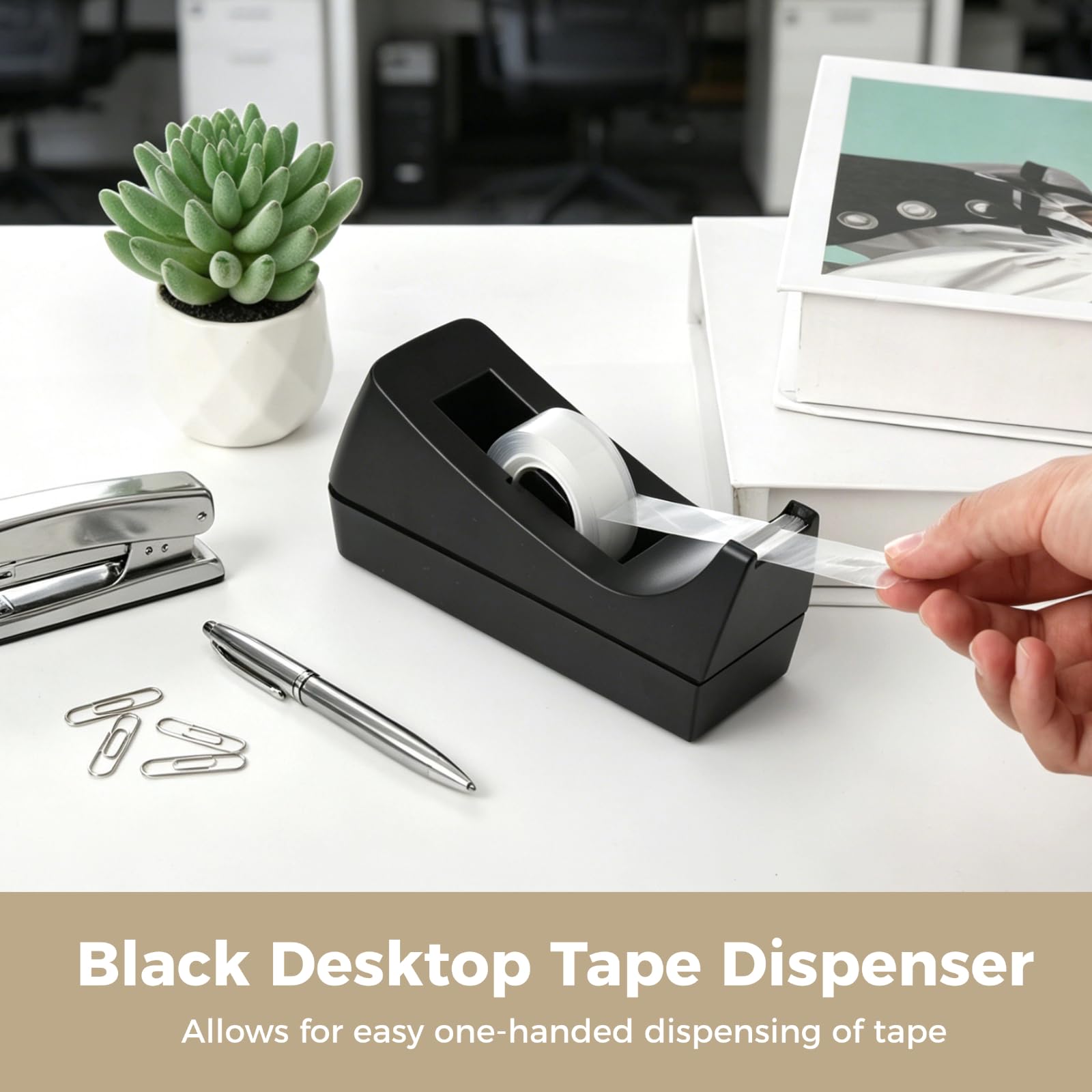 Set di 10 dispenser per nastro adesivo da scrivania, 15,2 x 4,9 x 6,4 cm, portatile, in plastica, con lame affilate, base antiscivolo, per forniture per casa e ufficio