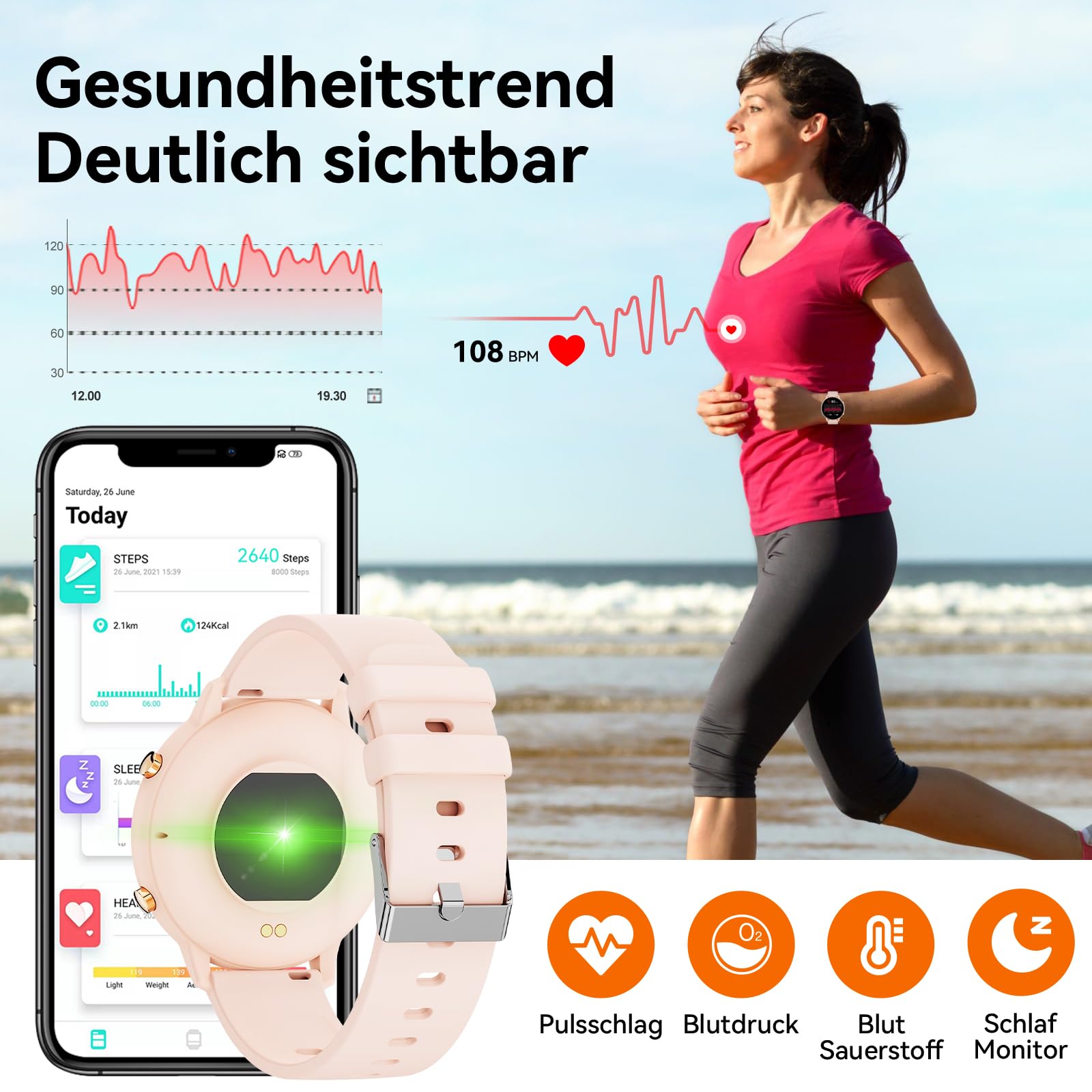 Hwagol Smartwatch Damen Herren, 1.39" Zoll Touchscreen Smart Watch mit Bluetooth Anrufe, Uhr Damen Herren mit 140+ Sportmodi SpO2 Pulsuhr Schlafmonitor Schrittzähler, Armbanduhr für iOS Android