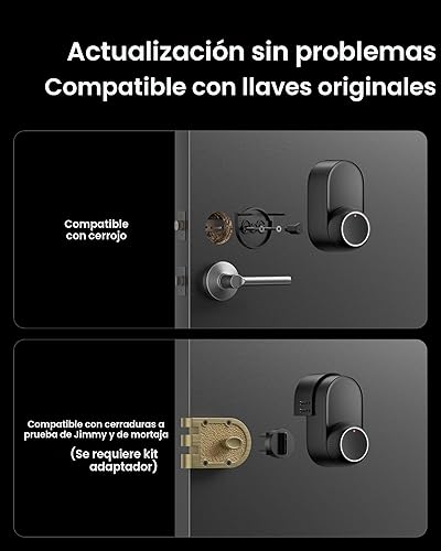 Miniatura 2 de Smart Lock Ultra con teclado, cerradura de puerta de huellas dactilares, control remoto de aplicación, cerrojo de teclado WiFi integrado, desbloqueo
