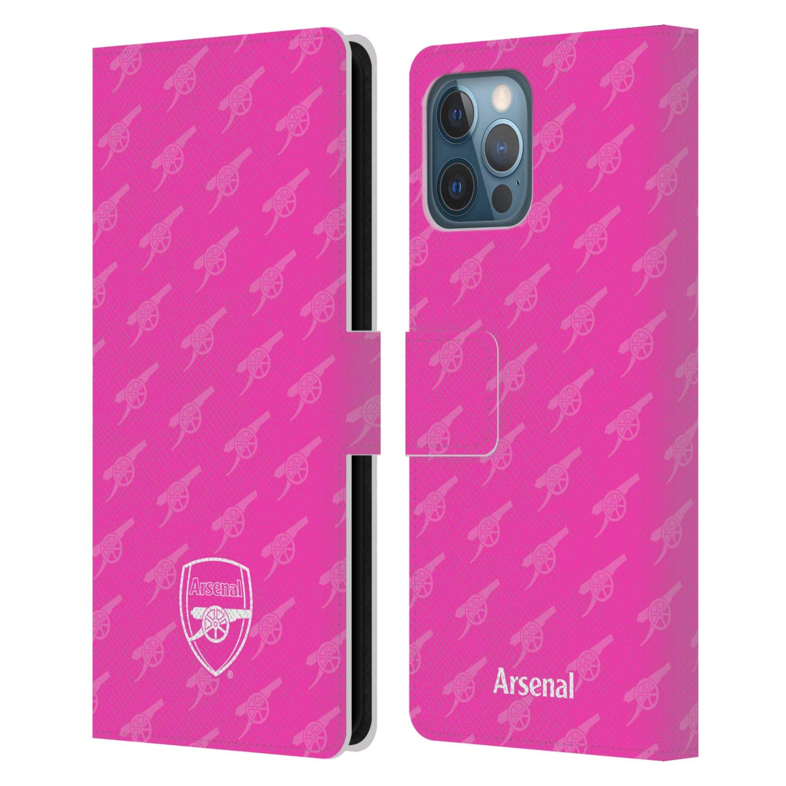 Head Case Designs Officially Licensed Arsenal FC Pink Crest Patterns Leather Wallet Case Compatible With Apple iPhone 12 Pro Max
