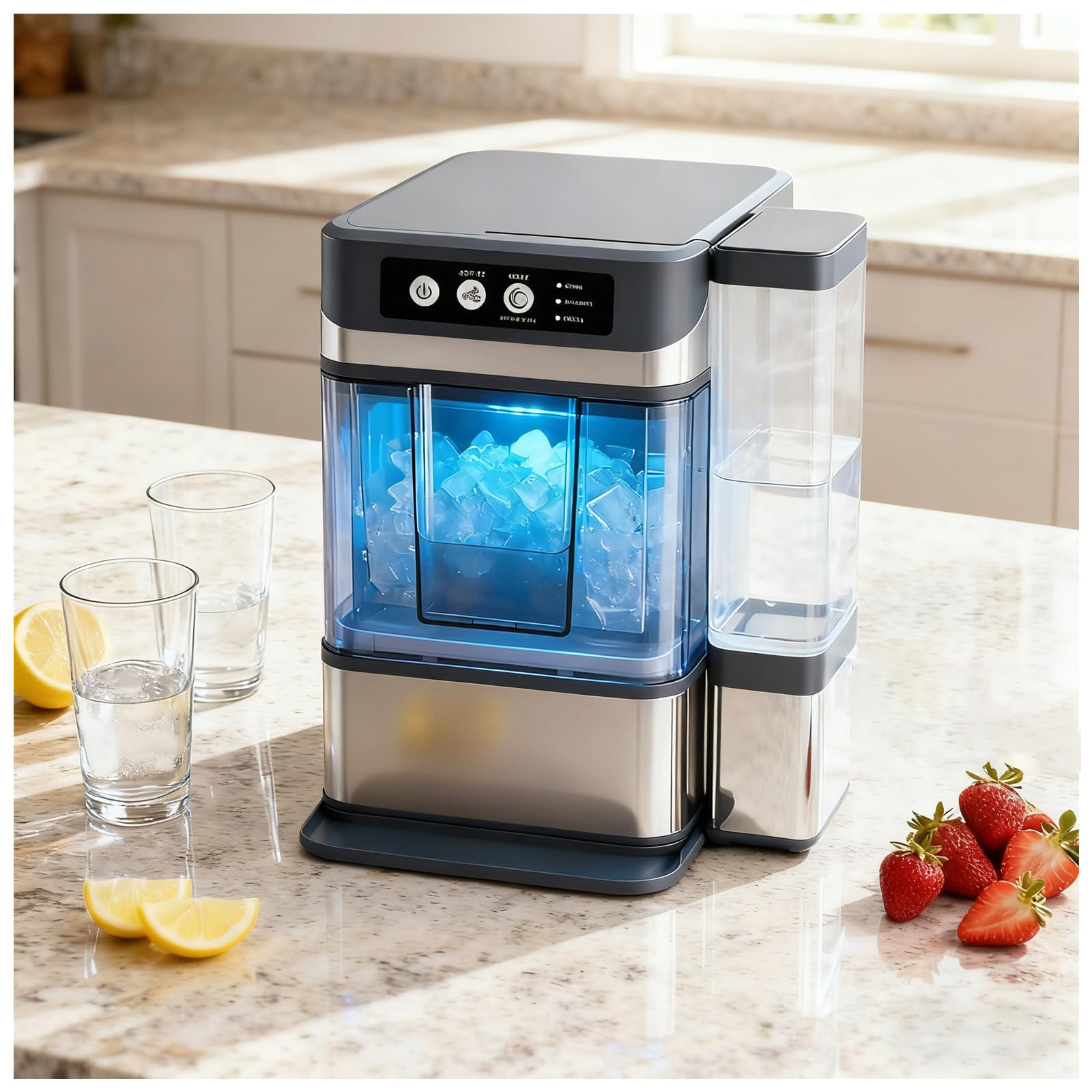 Machine à glaçons en pépites 17 kg 24h autonome avec réservoir amovible