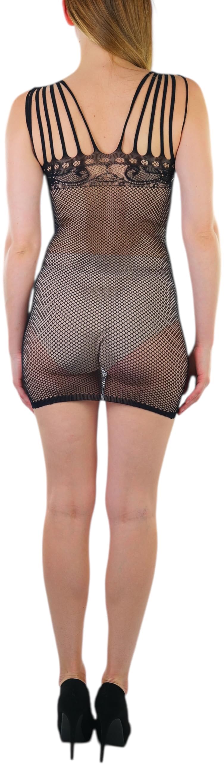 ToBeInStyle Women’s Stretch See Through Fishnet Novelty Mini Rave Party Dress