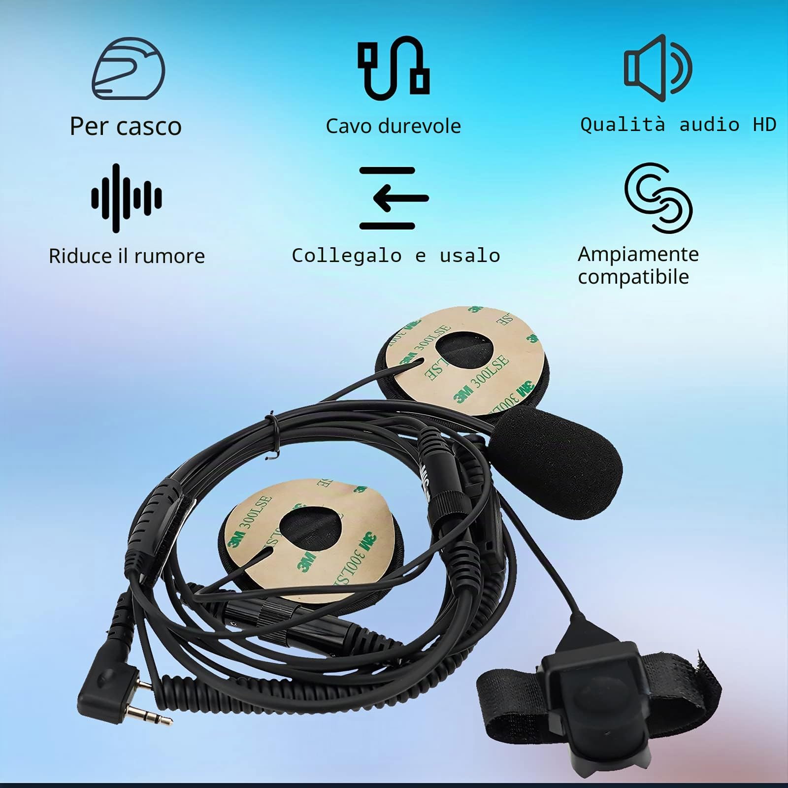 Retevis Auricolare radio bidirezionale con microfono, casco integrale aperto del motociclo | Finger PTT, per RT22/RT21/H777, compatibile con Pxton, Baofeng, Kenwood Walkie Talkie, Walkie Talkie (confezione da 1)