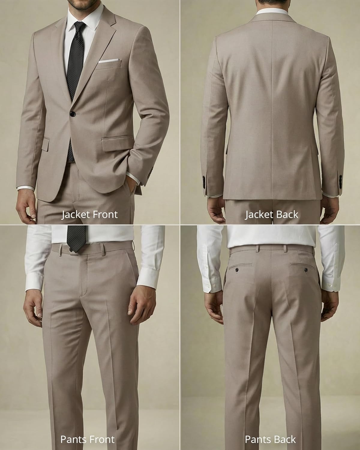 YND Men's 2 Piece Suit with Tie, One Button Slim Fit Solid Jacket and Pants Set, Suits for Men Prom Party Wedding & Business - Image 3