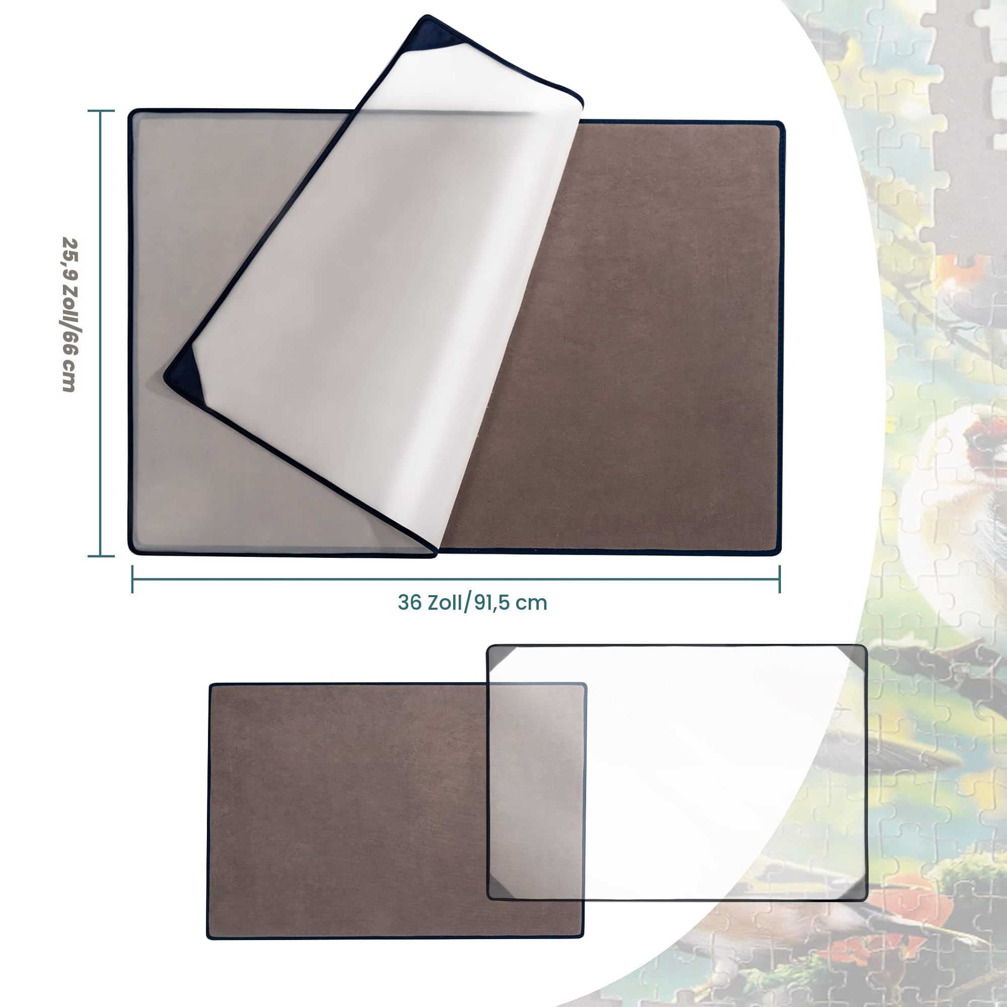 Tektalk Puzzle Board, tragbare Puzzlematte mit staubdichter Abdeckung zur Aufbewahrung von Puzzles, rutschfeste Oberfläche (grau, für bis zu 1500 Teile)