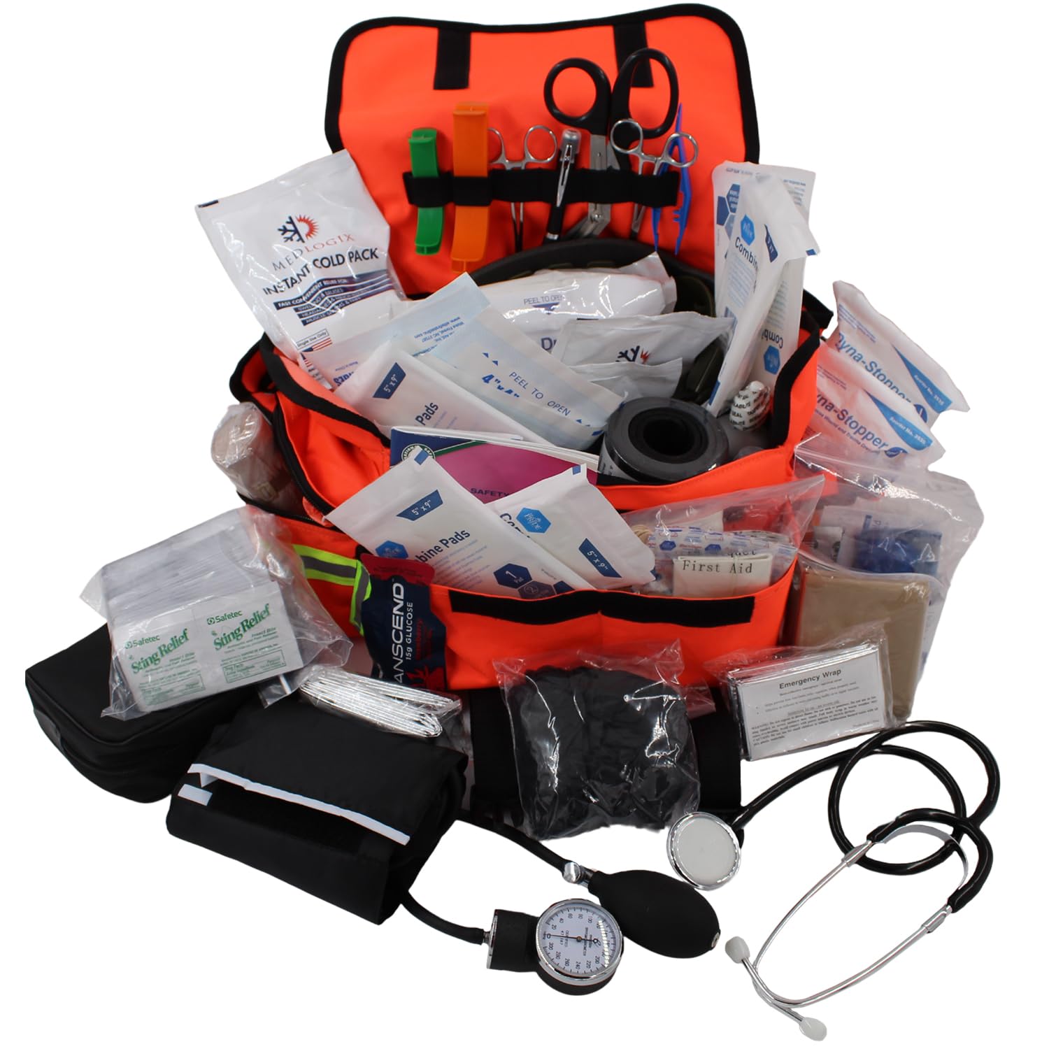 Luminary Trauma Bag Stocked Medium Modular Reflective EMS-EMT Medic Bug Out Bag First Aid Kit for Home Professionals First Responders Preppers
