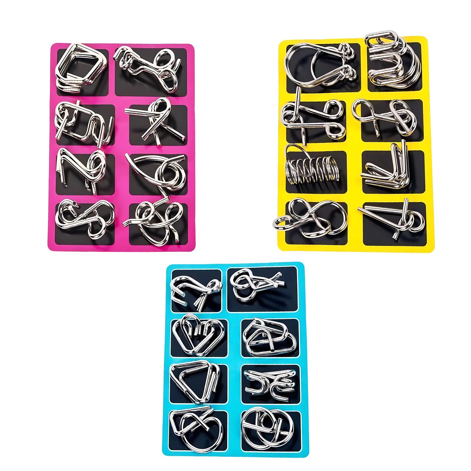 3-Piece Metal Brain Teaser Puzzles, Educational Toys for Adults and Children, Support Critical Thinking, Portable Travel Entertainment, Cognitive Development Activity