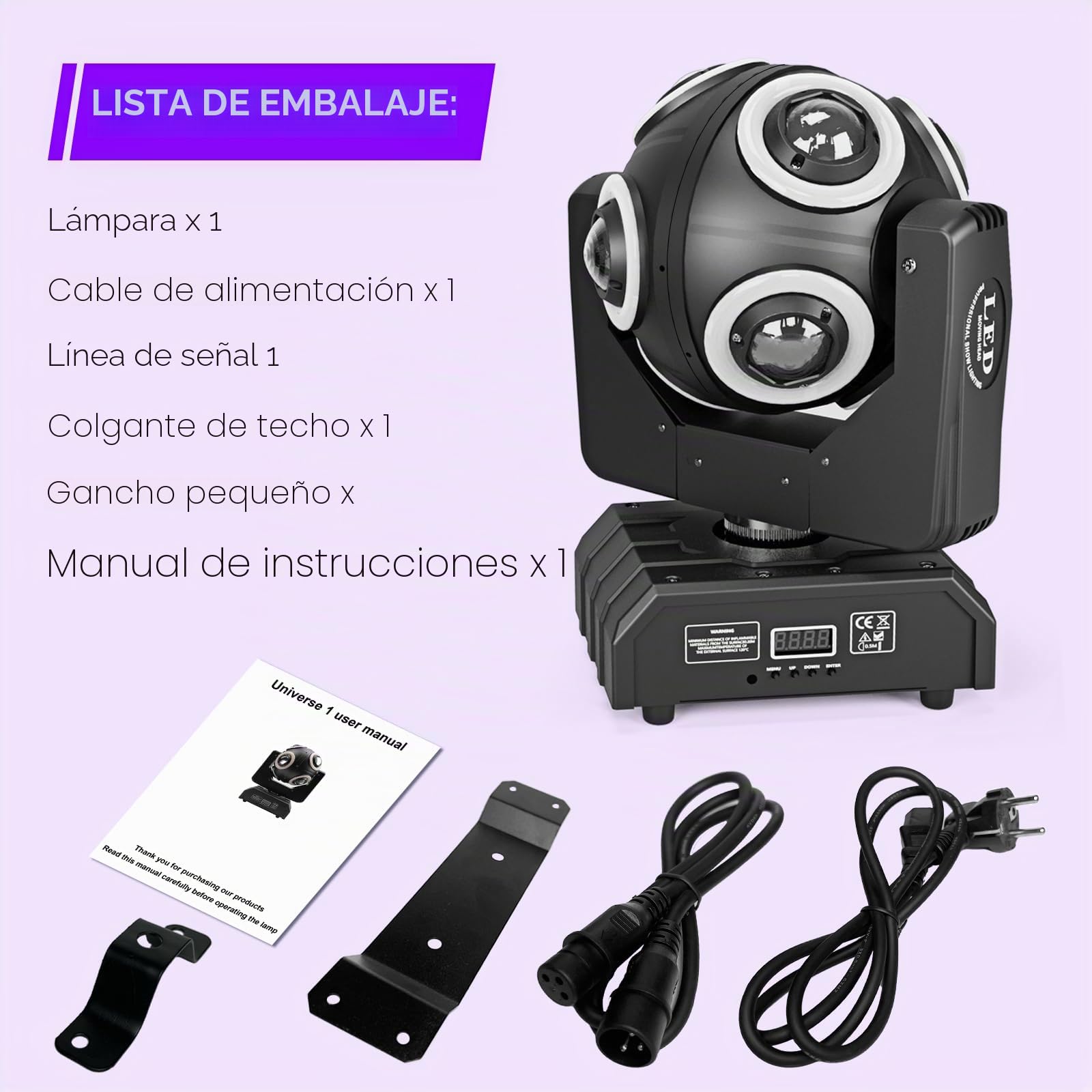 150W Haz de Luz Cabeza Móvil, 8 LED RGBW con Apertura de Oro Y-eje de Rotación Infinita Moving Head para Fiesta Discoteca Escenario DJ Concierto Bar