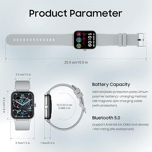 Miniatura 7 de Reloj inteligente reloj inteligente de 18 pulgadas con pantalla táctil completa HD para hombres y mujeres con llamadaoxígeno en sangre detección de