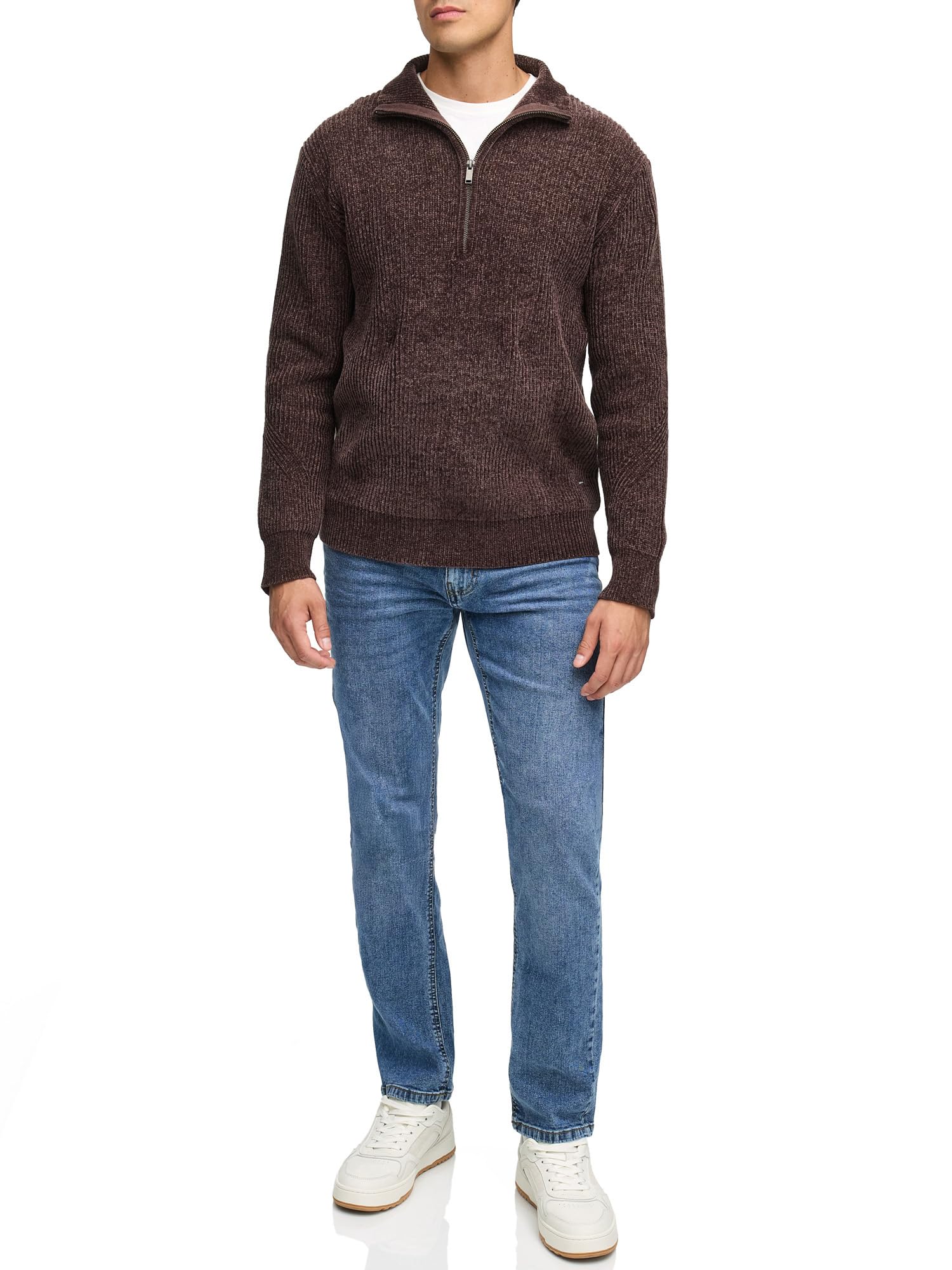 Indicode Jersey de punto grueso INHunch con cuello alto y cremallera para hombre
