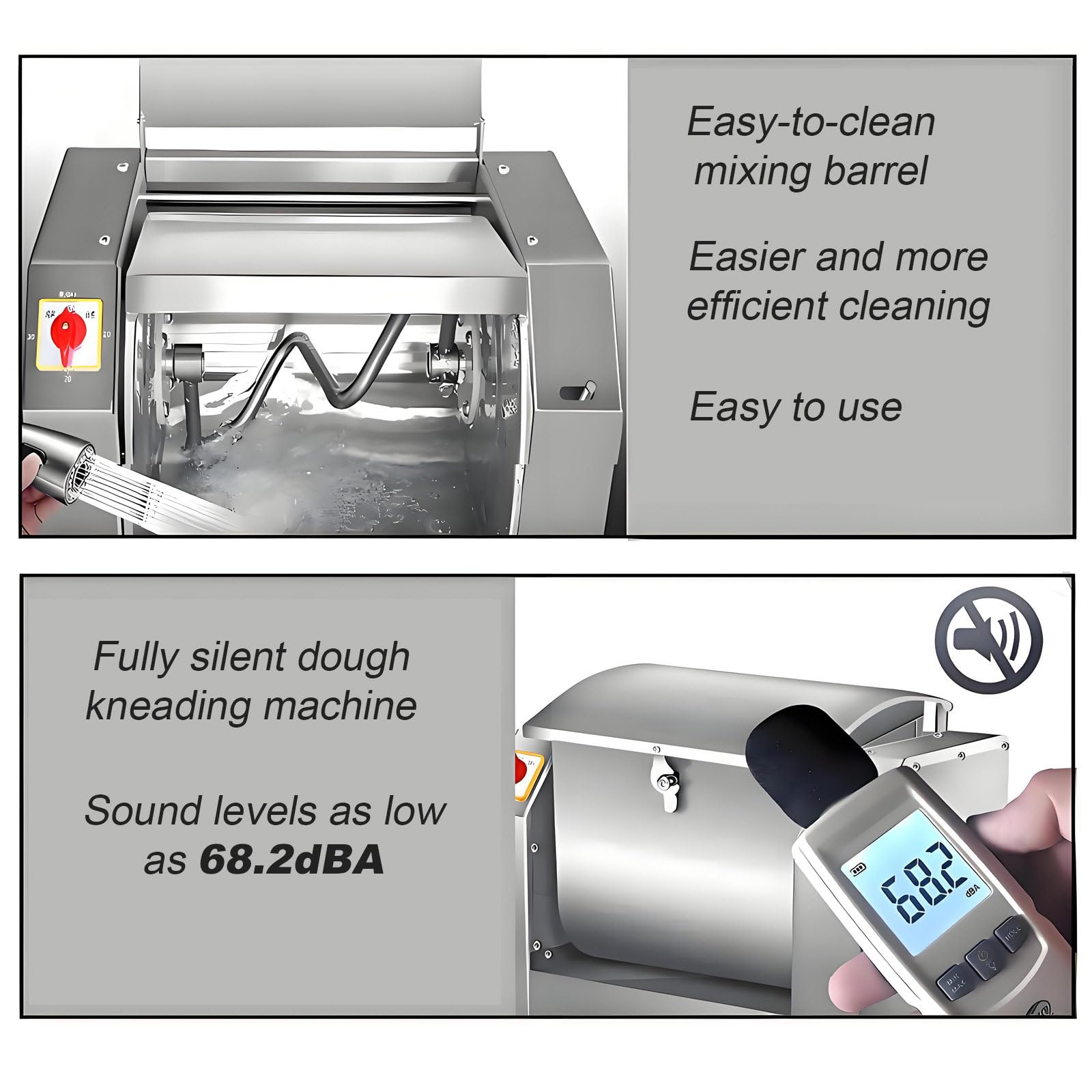Impastatrice per farina, per scuole, panifici, ristoranti e pizzerie 8kg | Impastatrice elettrica in acciaio inox con funzione timer; macchina completamente automatica per impastare