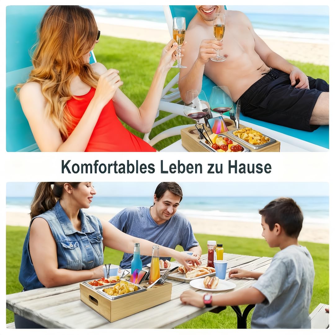 Couchbar Snackbox-Organizer Tablett- Snackspender mit 2X Snackschale -Deko,Couch Bar mit Getränkehalter-Spülmaschinenfest | Stabile Ablage,Smartphone&Fernbedienung -WohnmobilausstattunglGeschenkbox