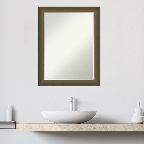 Miniatura 6 de Amanti Art Espejo de baño, espejo de pared estrecho de bronce claro Blaine para usar como espejo de tocador de baño sobre el fregadero (27.5 x 21.5