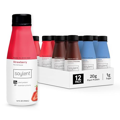 Soylent Batido de reemplazo de comidas paquete variado napolitano contiene 071oz de proteína vegana completa listo para beber 14 onzas paquete de 12