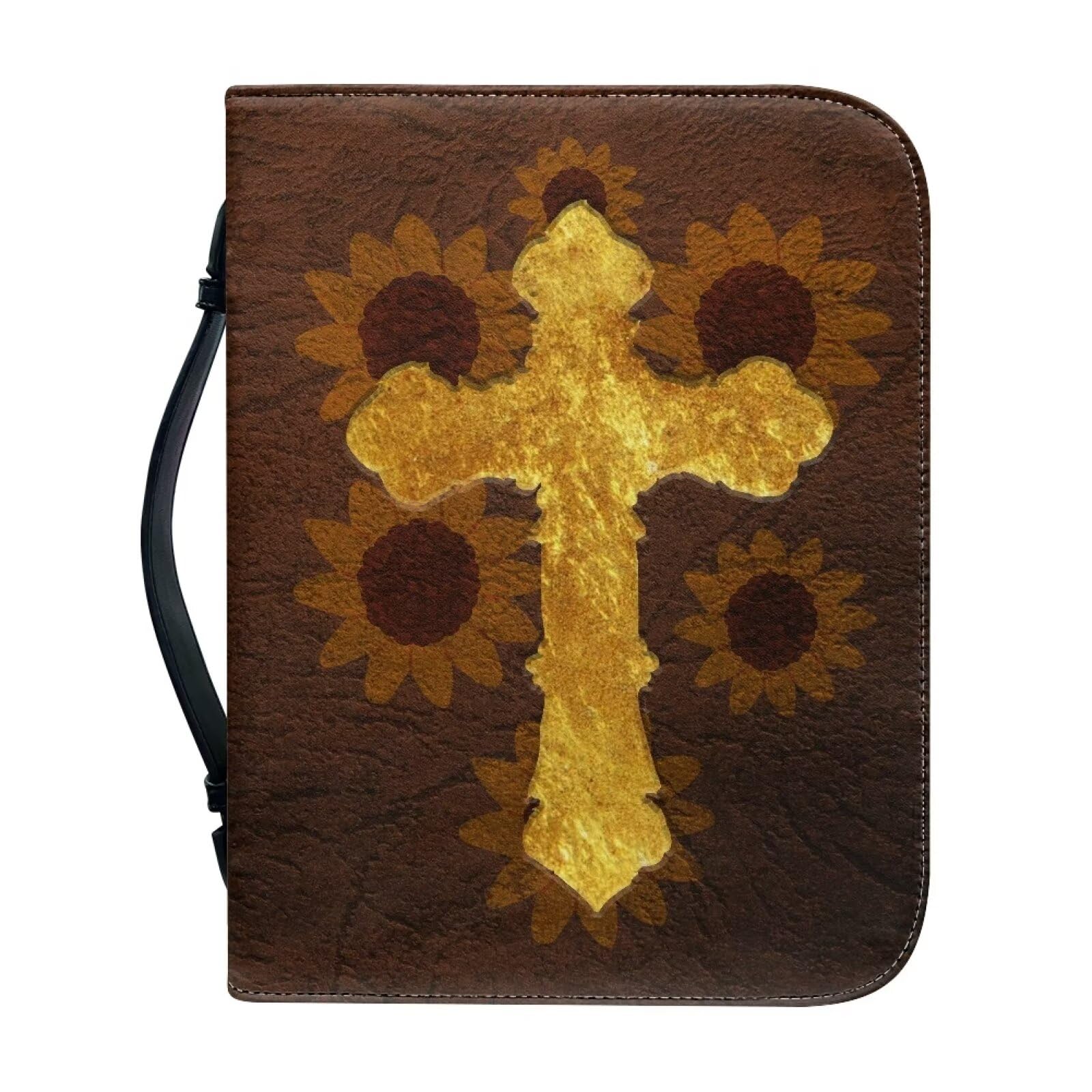 Talayituse Bible Covers for Women Men PU Leather Bible Case Bible Bag Tote Book Carrying Case Christian Bible Accessories, Cross Sunflower - God is Within Her, XL โ image 1