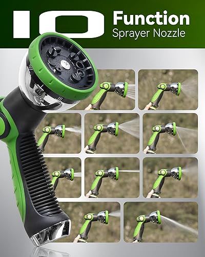 Miniatura 9 de RAINPOINT Mangueras de jardín de metal para patio de 100 pies, manguera de agua 304 sin torceduras de 100 pies con boquilla de 10 modos, conexión de