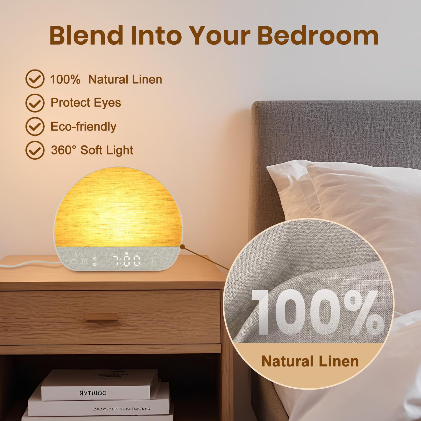 Charmofun Despertador Luz Natural, Despertador Amanecer con 37 Sonidos relajantes, 2 Alarmas y Función Snooze, Sunrise Alarm Clock con Mando a Distancia Ideal para Dormilones y Niños