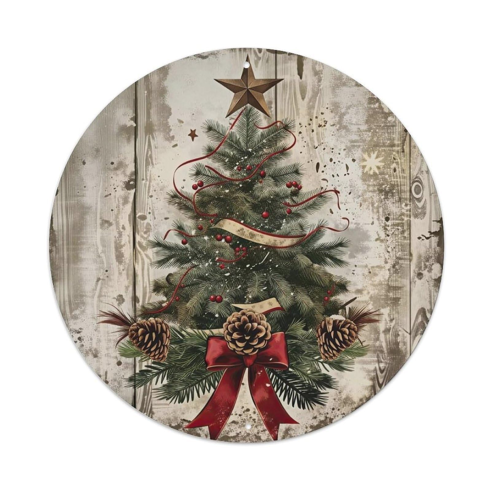 Pinecone Christmas Winter Solstice Tree Metal Tin Sign