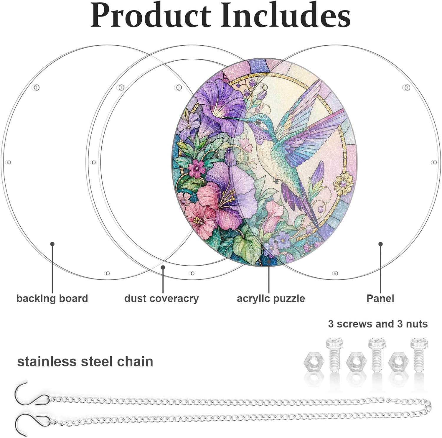 Acrylic Puzzle Suncatcher, Hummingbird Jigsaw Puzzle Sun Catcher image 4