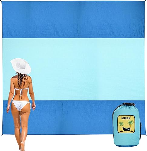 Miniatura 1 de SZHLUX Manta de playa, 108 x 84 pulgadas, 1-5 adultos, extra grande, grande y compacta, sin arena, de secado rápido, para viajes, camping,