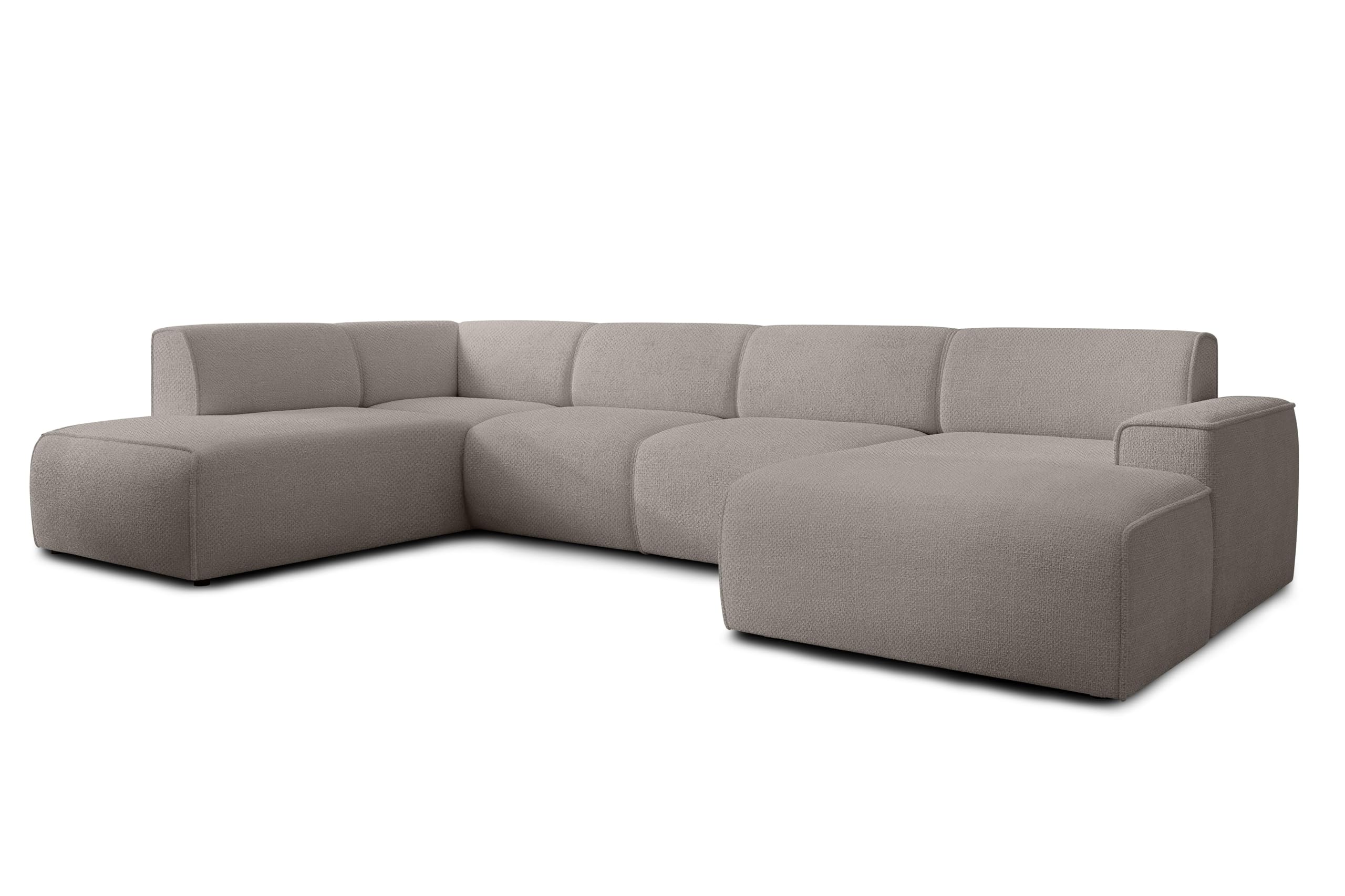 XXL Sofa U Form Didim Hellbraun 378 cm breit modern & großzügig L
